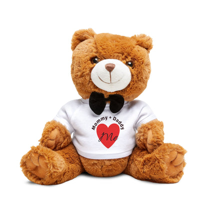 MOMMY + DADDY Love Me Personalized Teddy Bear with T-Shirt – Cute Plush Gift for Baby, New Parents.