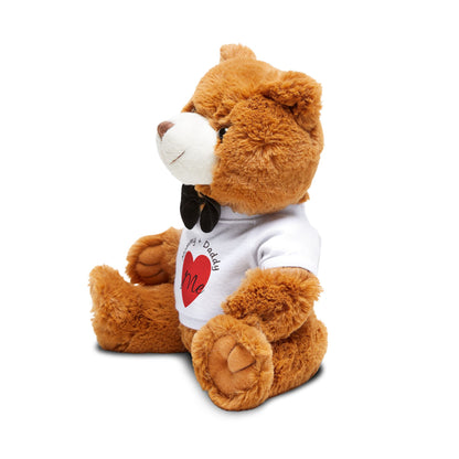 MOMMY + DADDY Love Me Teddy Bear with Heart T-Shirt — Cute Plush Gift for Kids