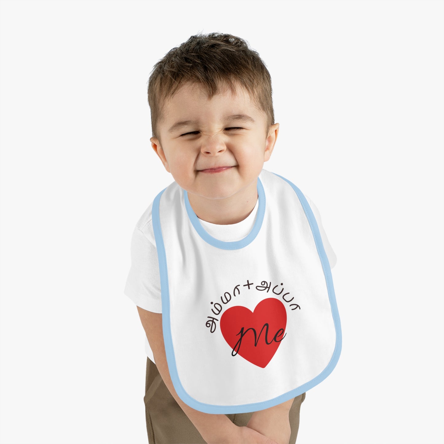 AMMA + APPA Love Me Baby Bib - Design with Bilingual Love Accent