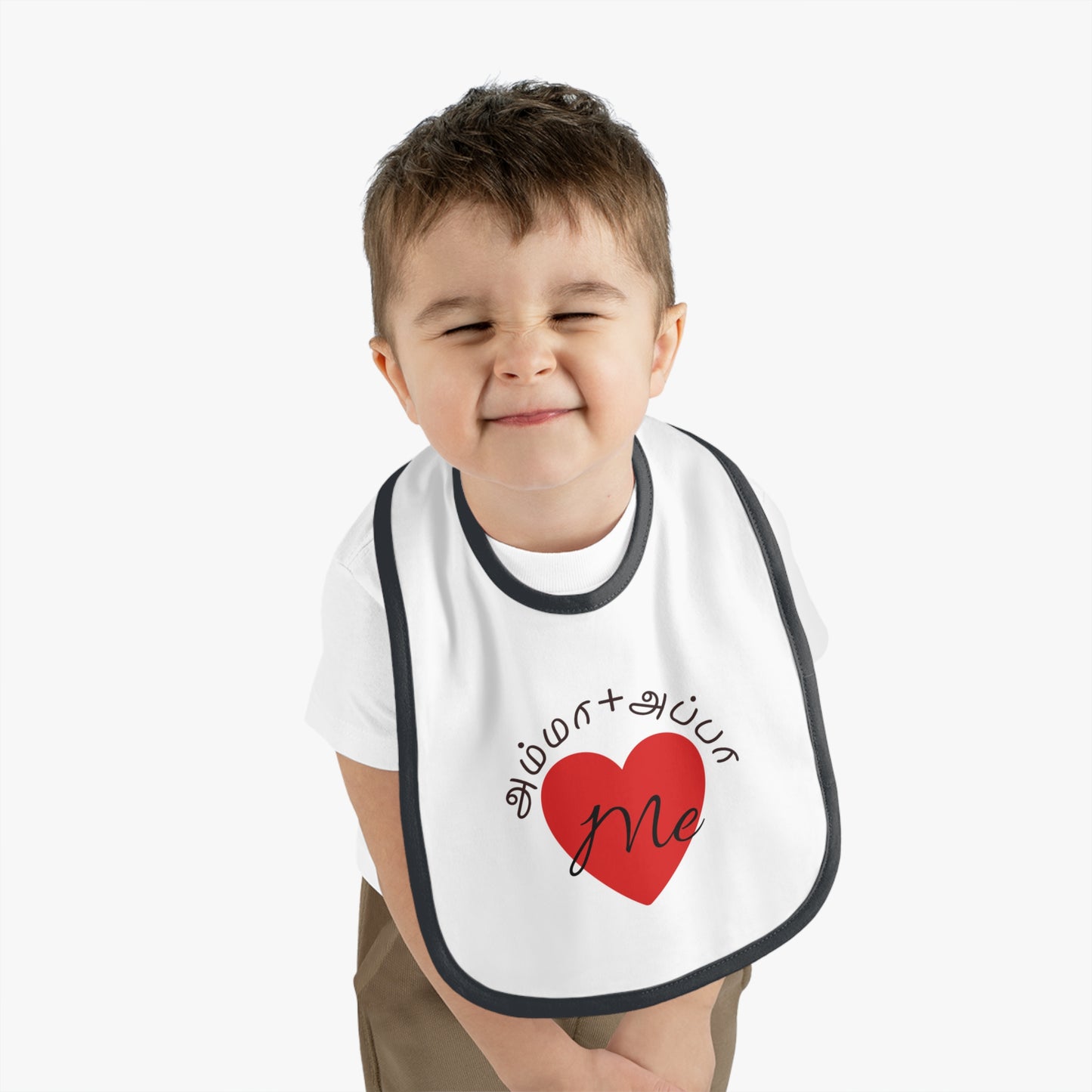 AMMA + APPA Love Me Baby Bib - Design with Bilingual Love Accent