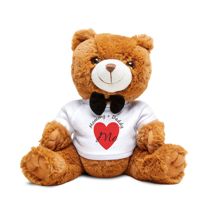 MOMMY + DADDY Love Me Teddy Bear with Heart T-Shirt — Cute Plush Gift for Kids